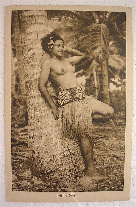 Vintage Topless Hula Girl Postcard From Molotov On Ruby Lane