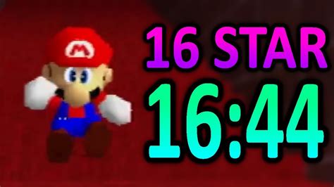 Super Mario 64 16 Star Speedrun In 16 44 Youtube