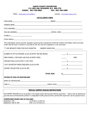 Fillable Online Hants County Exhibitionwindsor Ns Fax Email Print