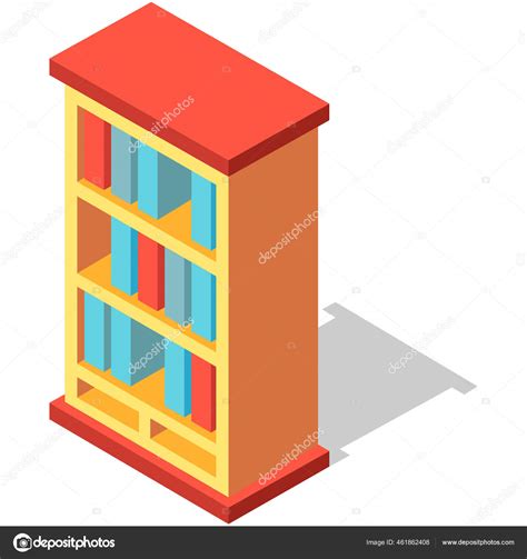 Book Bookcase Bookshelf Icon Isometric Style Stock Vector By