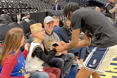 Watch Nuggets Bones Hyland Meet Excited Fan Courtside