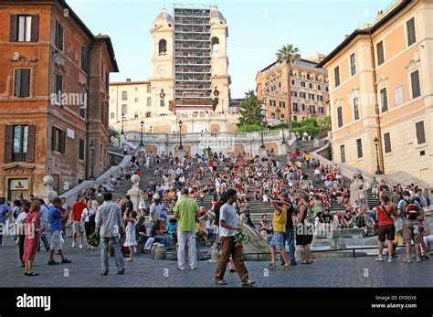 Night summer view of Spanish Steps in Rome Italy Stock Photo - Alamy