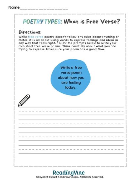 Free Verse Poem Examples And Activities ReadingVine