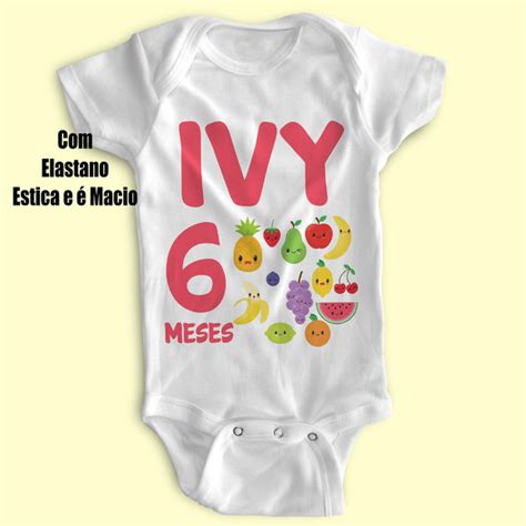 Body Bebê Personalizado Mesversário Frutas 001 Elo7