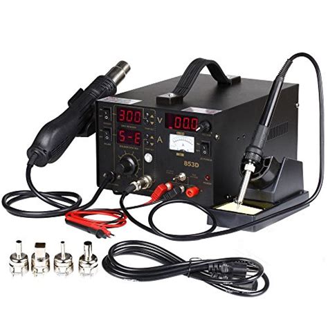 Flexzion Rework Soldering Station Hot Air Gun Solder Iron SMD DC Power Supply Digital 3in1 Kit