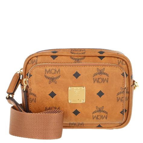 MCM Aren Visetos Crossbody Cognac Borsetta A Tracolla