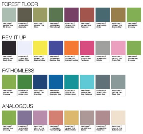 Pantone Color Palettes Forest Floor Rev It Up Fathomless