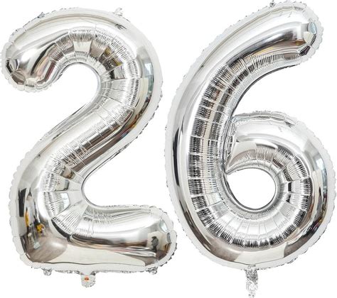 40 Inch Silver 26 Number Balloons Giant Jumbo Huge 26 Or 62 Foil Mylar