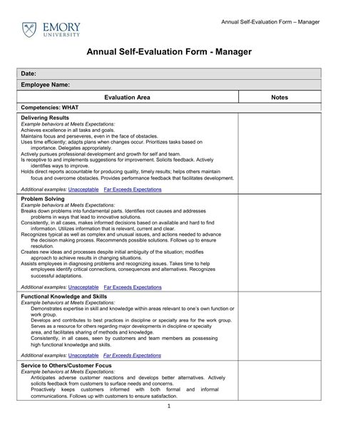 Free Printable Self Evaluation Templates [word Excel Pdf]