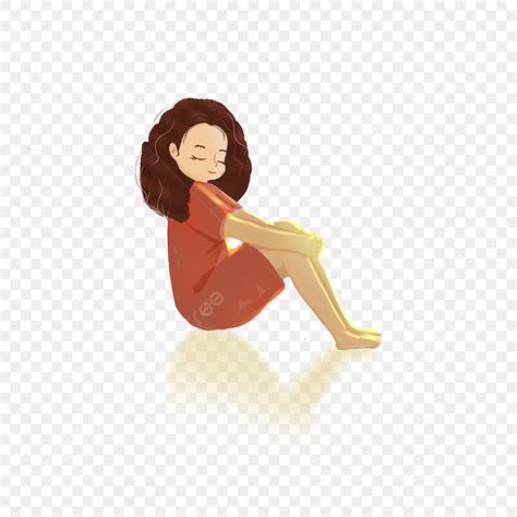 Sitting Cartoon Girl PNG Transparent, Cartoon Cute Sitting Girl Illustration Design, Hand ...