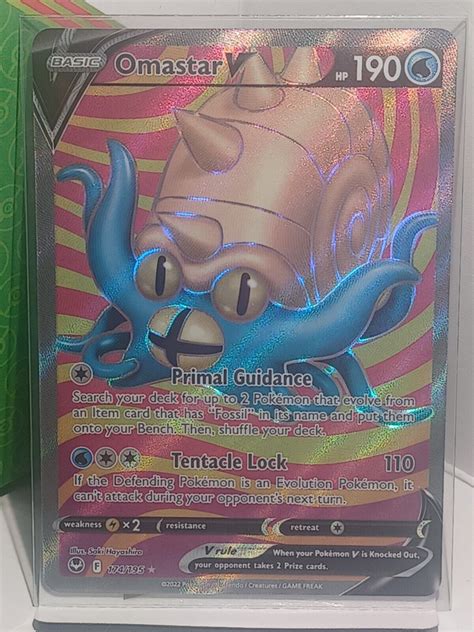 Omastar V Full Art Ultra Rare Silver Tempest Nm Pokemon Tcg