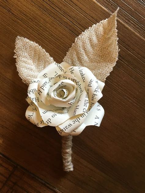 Paper Flower Boutonniere Book Flower Boutonniere Paper Flower Corsage