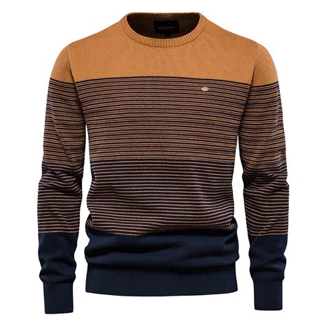 AIOPESON Brand Cotton Sweater Men Fashion Casual O Neck Spliced