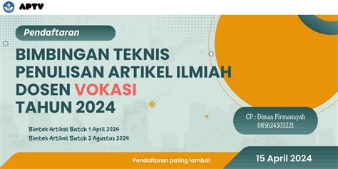 Bimbingan Teknis Penulisan Artikel Ilmiah Dosen Vokasi Tahun 2024