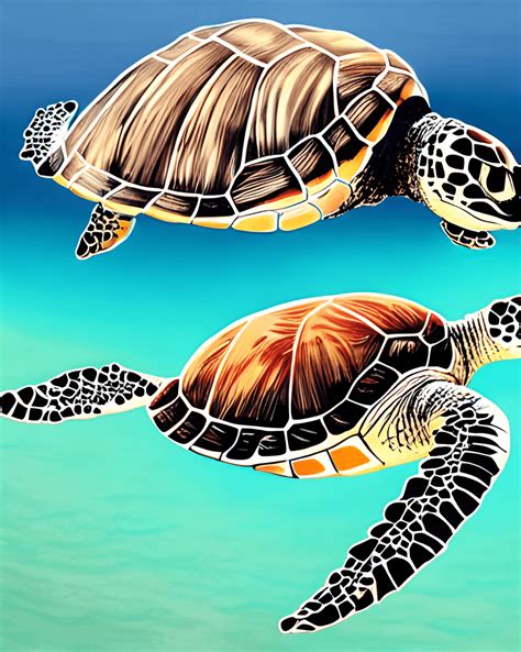 Sea Turtles Hyper Realistic Illustration · Creative Fabrica