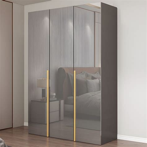 Bedroom Modern Storage Armoire Wooden Wardrobe Cabinet with Garment Rod ...