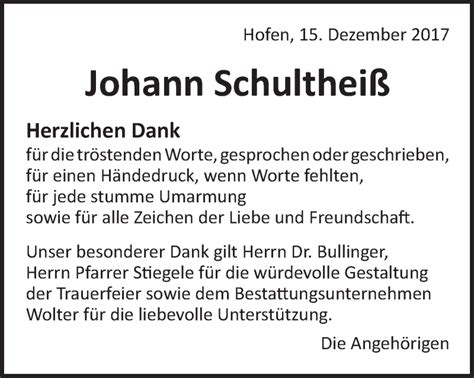 Traueranzeigen Von Johann Schulthei Ostalbtrauer