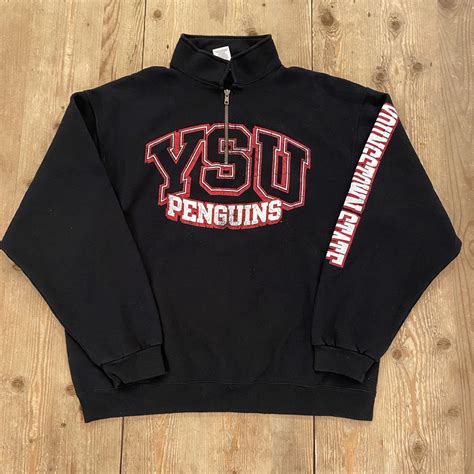 YSU Penguins 1/4 Zip Size Large Perfect Condition... - Depop