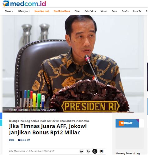 Cek Fakta Beredar Video Presiden Jokowi Janjikan Rp M Bagi Timnas