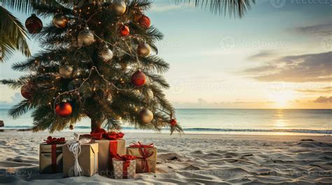 Ai Generated Generative Ai Christmas On The Beach Ts Christmas