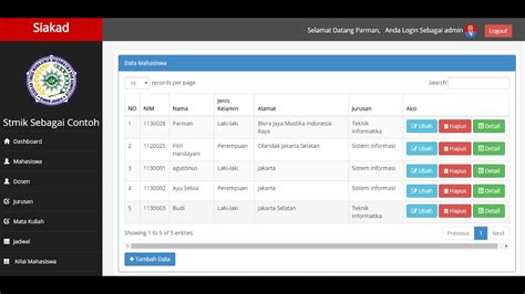 Sistem Informasi Akademik Versi Update Dengan Php Mysqli Dan Bootstrap Youtube