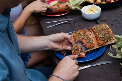 Open Fire Cedar Planked Salmon Wildwood Grilling