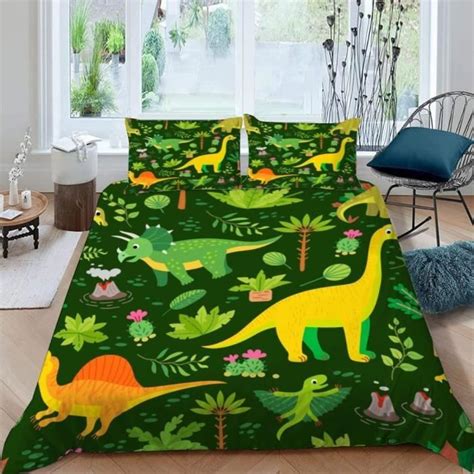 Housse De Couette 220X240 Dinosaure De Dessin Animé Adultes Parure De