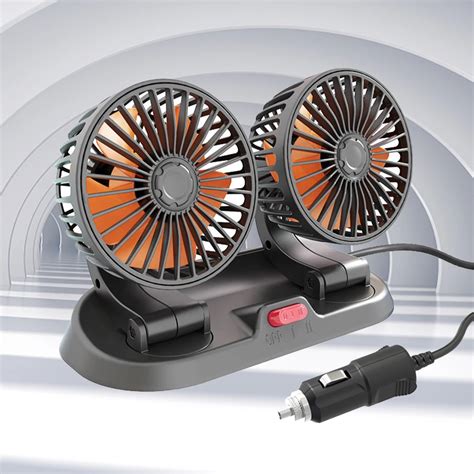 5 12 24V Automobile Vehicle Fan Dual Head Mini Electric Car Fan 360