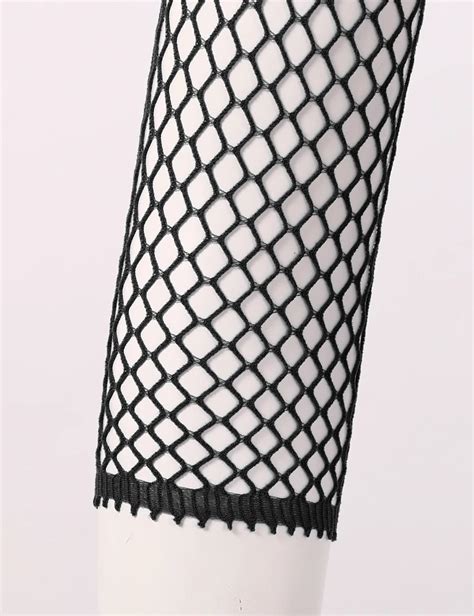 Women Sexy Stretchy Fishnet Lingerie Off Shoulder See Through Night Club Mini Bodystocking Mesh