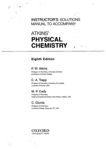 Instructor S Solutions Manual To Accompany Atkins Physical Chemistry