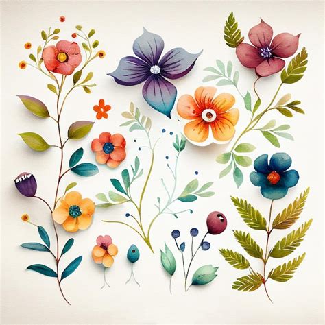 Colocar Flores Y Dejar Pintar Ilustraciones Florales De Acuarela