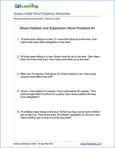 The Worksheet For Adding Addition And Subtraction Word Problems