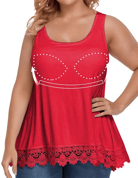 Comfree Women S Camisole With Built In Bra Plus Size Tank Top Cami Flowy Casual Tops With