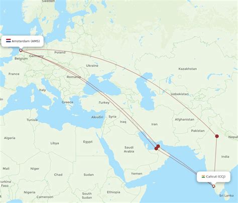 All Flight Routes From Amsterdam To Kozhikode Ams To Ccj Flight Routes