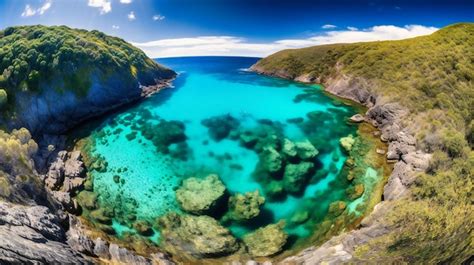 Premium Photo | A mesmerizing aerial view of a hidden cove with ...