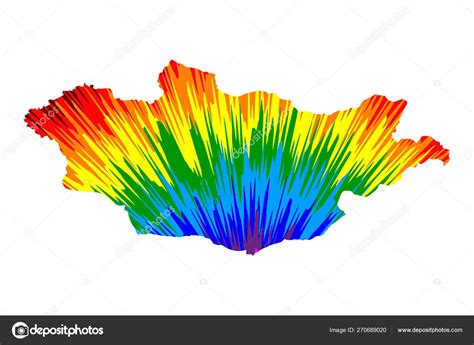 Mongolia Map Is Designed Rainbow Abstract Colorful Pattern Mongolia