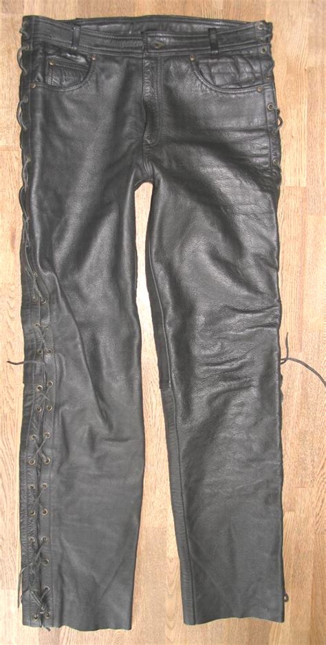 Herren Schn R Lederjeans Biker Lederhose In Schwarz W L Ca