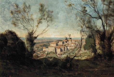 Henri Joseph Harpignies French 1819 1916 An Italian Hill Town On