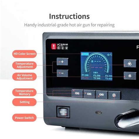 R1 YCS Pro Hot Air Intelligent Rework Station 1000W Na May 4 Nozzles Para Sa Mobile Phone