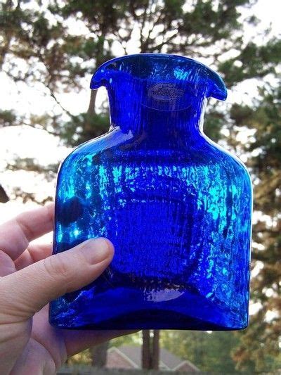 Reduced Rare Mini Cobalt Blue Optic Blenko Art Glass Water Bottle