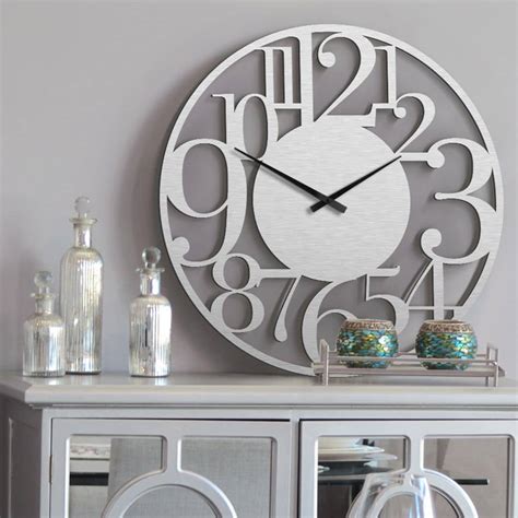 Xxl Wanduhr Alu Dibond Silbereffekt Modern Cm Wall Art De