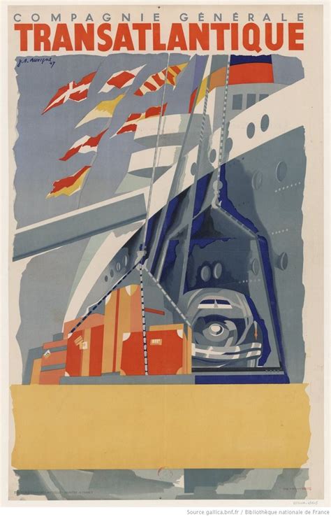 Companie G N Rale Transatlantique Affiche J A Auvigne