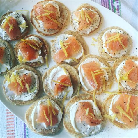 Smoked Salmon And Lemon Cream Cheese Buckwheat Blinis Lemon Cream