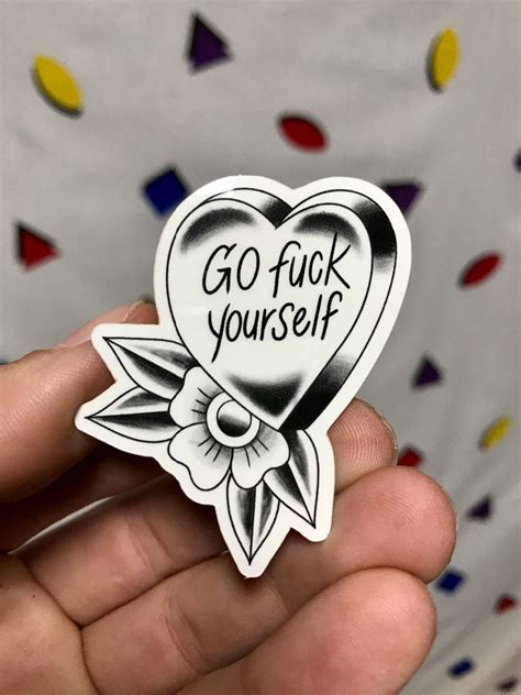 Go Fuck Yourself Heart And Flower Sticker Local Artist Boardwalk Vintage