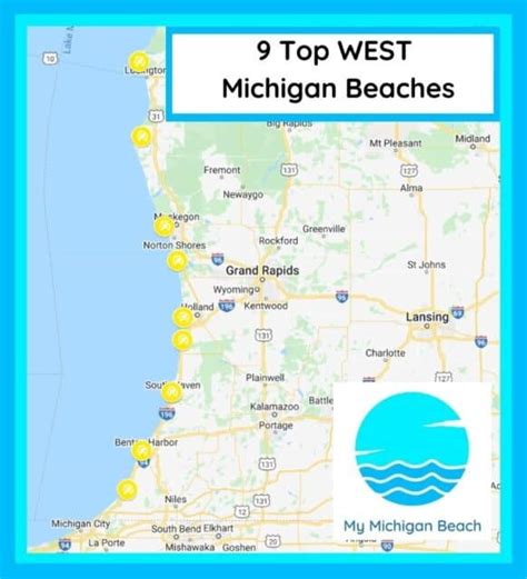 wonderful west michigan beaches  lake michigan map  michigan