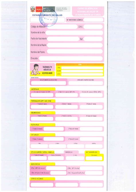 Carnet de Atención integral de la niña - Enfermería en Salud del Niño y