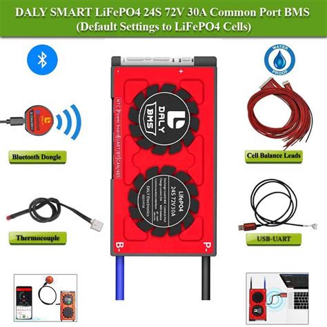 DALY Smart BMS 24S 72V 30A Lifepo4 Battery Protection Module With