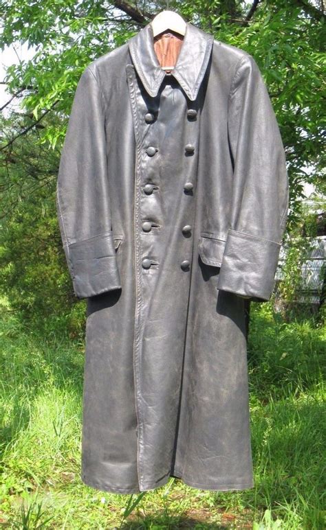 Ww2 German Wehrmacht Leather Coat Trenchcoat Sz 36 Small 1914268525