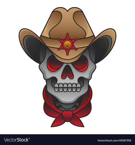 Sheriff Skull Tattoo Royalty Free Vector Image