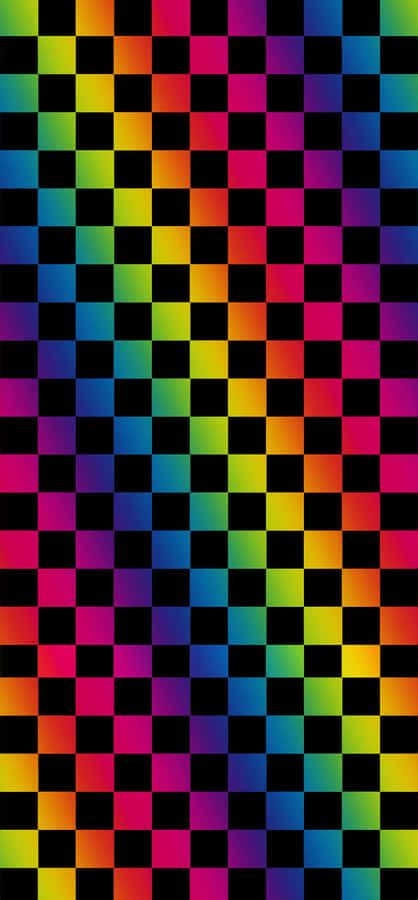 Download Free Scenecore Black Checkered Rainbow Wallpaper